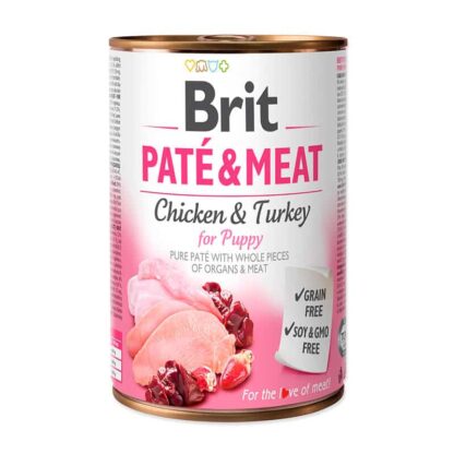 Lata Brit Pate Meat Chicken Turkey Puppy 800 gr